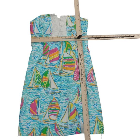 Lilly Pulitzer Dress Size 0 You Gotta Regatta Sailboats Strapless Franco Dress - Picture 3 of 13